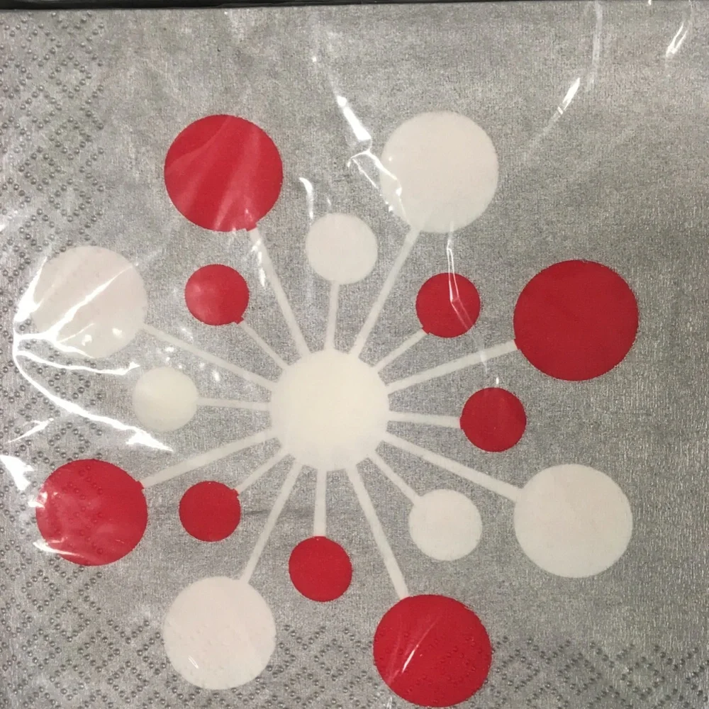 set/8 packages of Festive Snowflake Party Beverage Napkins-16ct per pkg, 128 ttl